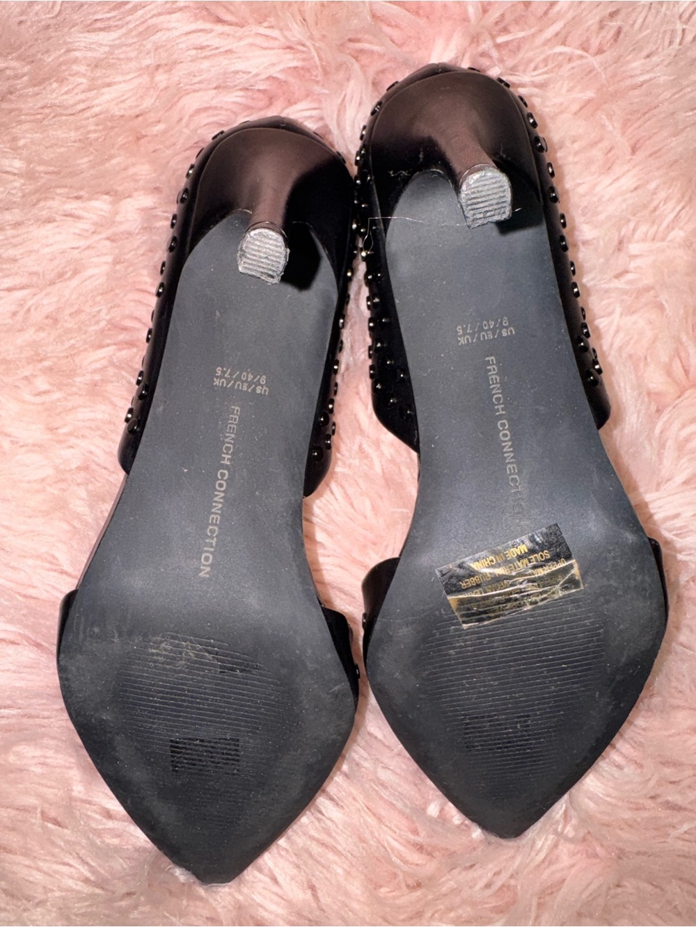 French Connection Black Studded Pointed-Toe D'Orsay Heels - Picture 5 of 7